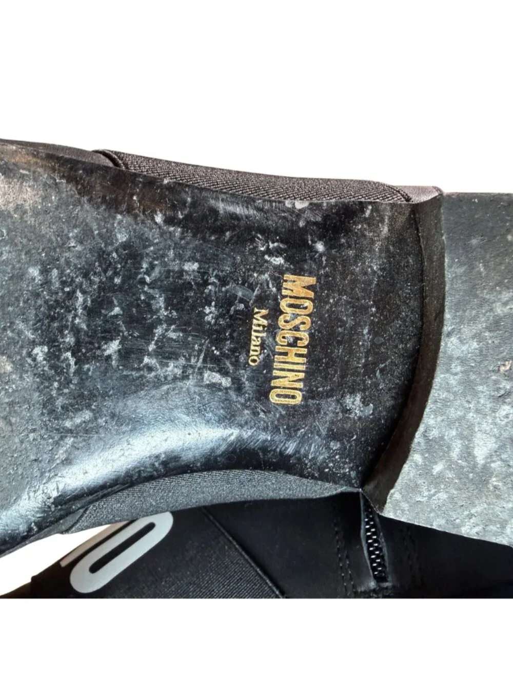 Moschino Couture Black Leather Pointed Toe Ankle Boot Size 37 w Box